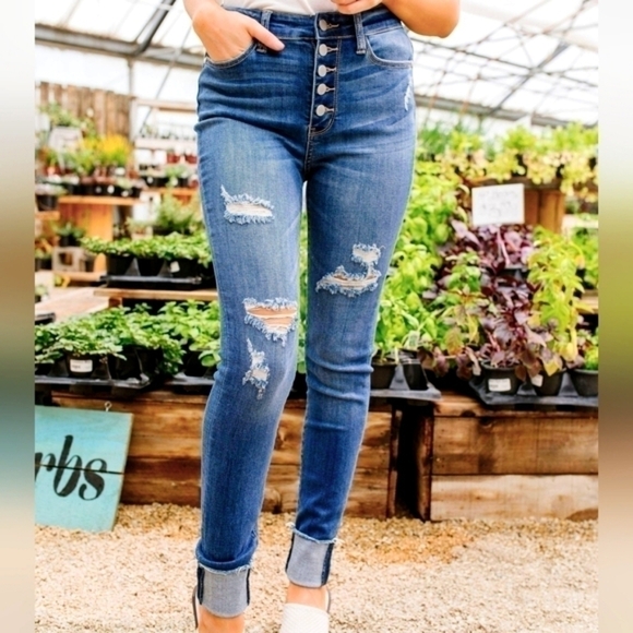 Judy Blue Skinny Cuffed High Rise Jeans Size‎  5/27 - Picture 9 of 13